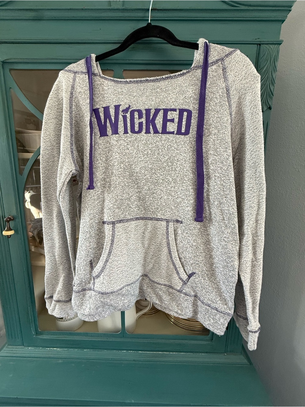 Wicked Graphic Hoodie Sweatshirt - Gray & Purple